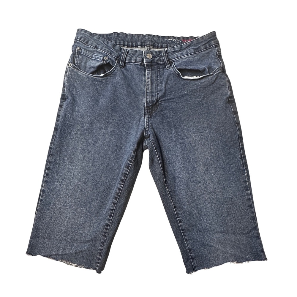IZOD Denim Shorts Mens 34 Blue Cut Off Stretch Dark Wash‎ Denim Skater Jorts Y2K